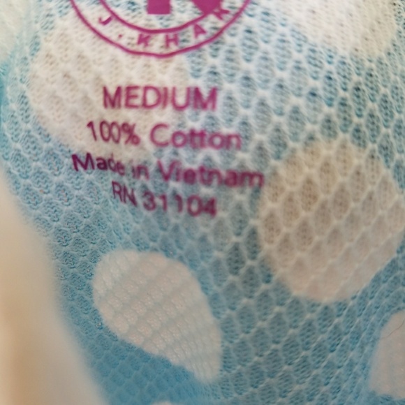 J Khaki Sheath Dress Kids Girls Medium Aqua White Polka Dot - Picture 3 of 4